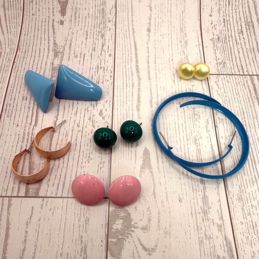 Colorful Retro Earrings Lot Studs Hoops Mixed Vintage Style Set‎